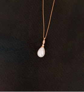 925 Ayar Gümüş Elegance Damla İnci Kolye (Rose)