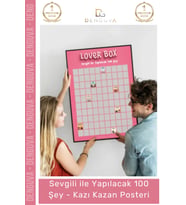 #Poster Romantik Sevgililer Günü Hediyesi Tablo Sevgili Yapılacak 100 Şey Kazı Kazan Posteri