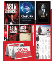 Asla Vazgeçme - Ayraç - Kartpostal - Poster - Yüzyılların Lideri Atatürk -  2026 Ajanda İstikbal - Sakarya Duvar Takvimi - Masa Takvimi