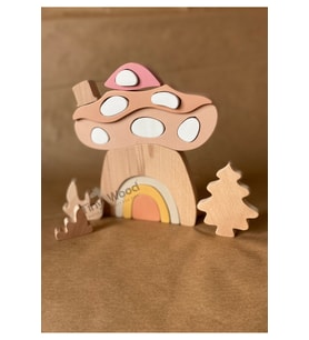 Ahşap oyuncak Mantar Ev Puzzle Eğitsel Oyuncak