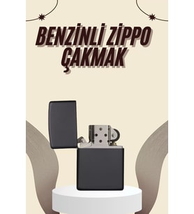 Northcity Şık ve Pratik Benzinli Çakmak - Parlak Siyah Cep Boy Doldurulabilir