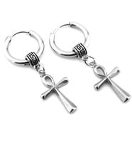 Ankh Antik Mısır Yaşam Sembol Paslanmaz Çelik Unisex Kadın Erkek Küpe ER197