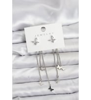 Kelebek Model Gümüş Renk Pirinç Sallantılı Kadın Küpe - TJ-BKP11456