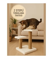 İki Adımlı/stepli Oyun, Egzersiz, Tırmalama,dinlenme Alanlı 44 Cm Kedi Tırmalama Tahtası