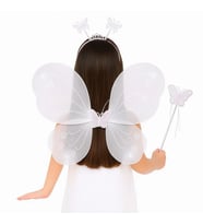 Beyaz Kelebek Kız Seti - 50 Cm Kelebek Kanadı, Taç Ve Asa