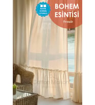 Naturel Bohem French Stil Fırfırlı Perde - Tek Kanat, rustik ve Korniş Uyumlu (Krem)