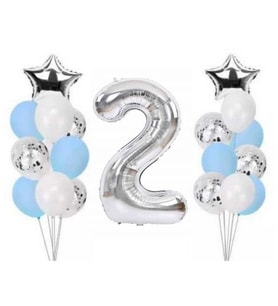 2 Yaş Gümüş Folyo Balon Set 21 Adet