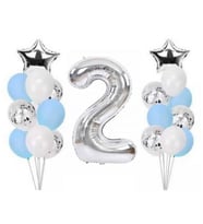 2 Yaş Gümüş Folyo Balon Set 21 Adet
