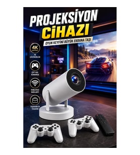 Taşınabilir 4K Projeksiyon Cihazı Çift Kollu WiFi 6 Bluetooth 5.0 Oyun Konsolu Projektör