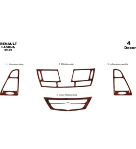 Meriç® Renault Laguna Ön Torpido Kaplama Maun 4 Parça 2009-2014 (Maun)