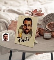 BK Gift Kişiye Özel İsimli Erkek Karikatürlü Dekoratif Ahşap Çerçeve Model 51