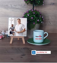 Fizyoterapist Fotoğraflı Dekoratif Taş, Ahşap Altlıklı Türk Kahvesi Fincanı Hediye (Model 9)