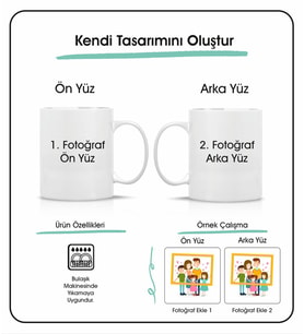 Kupa Bardak, Kişiye Özel Kupa Bardak - Çift Taraf Fotoğraf Baskılı
