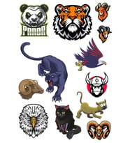 Agresif Hayvanlar Sticker Set-4 12 Parça Telefon, Tablet, Defter, Laptop Sticker