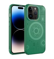 Lexroo iPhone 14 Pro Kılıf Wireless Şarj Özellikli Desenli Hot Kılıf - Koyu Yeşil