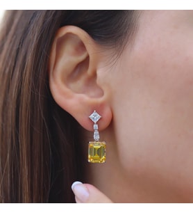 Emerald Sitrin Gümüş Küpe