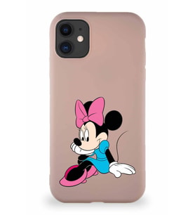 Apple iPhone 11 Soft Premier Kapak Minnie Mouse-E Tasarımlı Silikon Kılıf - Pudra (Şeffaf)