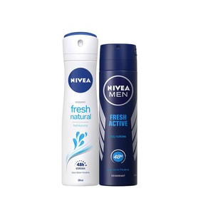 Nivea Fresh Natural Kadın Sprey Deodorant 150 Ml+ Men Fresh Active Erkek Sprey Deodorant 150 Ml