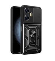 Coverzone Realme C55 ?le Uyumlu PhoenixShield S�rg�l� Sistem Kamera Korumal? Kapak Tam Koruma Manyetik Vega Kapak Siyah