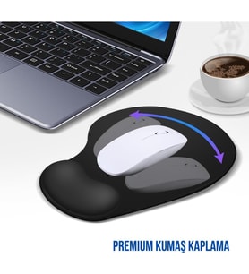ErgoPad Bilek Destekli Ergonomik Kaymaz Taban Mouse Pad, Masa Pedi Siyah