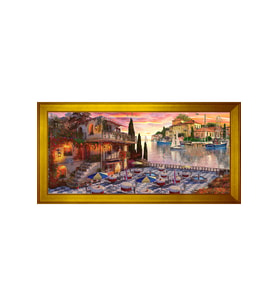 Manzara Temalı Kanvas Tablo 80 x 110 cm Gold Çerçeve