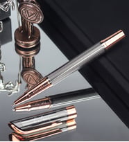 Kişiye Özel Rose Gold Detaylı Gümüş Renk Roller Kalem