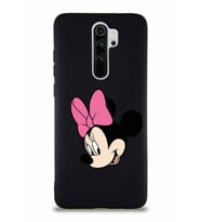 Xiaomi Redmi Note 8 Pro Soft Premier Kapak Minnie Mouse-B Tasarımlı Silikon Kılıf - Siyah (Şeffaf)