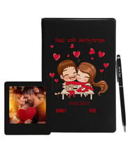 Sevgililer Gününe Özel Siyah Defter Kalem & Instagram Çerçeve Hediye Seti 14