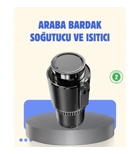 Mey İthalat® Araç İçi Akıllı Bardaklık Isıtıcı Soğutucu Dijital Ekranlı