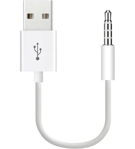 iPod Shuffle ile Uyumlu USB Şarj ve Veri Aktarım Kablosu, 3.5 mm Jack - USB A Senkronizasyon Kablosu, Şarj Data Bağlantı Kablosu Beyaz