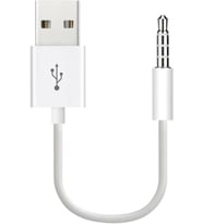 iPod Shuffle ile Uyumlu USB Şarj ve Veri Aktarım Kablosu, 3.5 mm Jack - USB A Senkronizasyon Kablosu, Şarj Data Bağlantı Kablosu Beyaz
