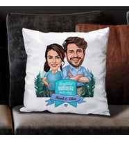 Kişiye Özel Omuz Omuza Çiftler Karikatürlü Yastık