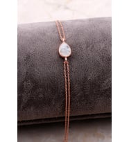 Doğal Ay Taşlı Damla Mini Rose Gümüş Bileklik 4107
