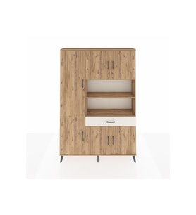Arges Dolap 10 Raflı Tek Çekmeceli 6 Kapaklı 132x30x195 Çam-Çam/Aytaşı