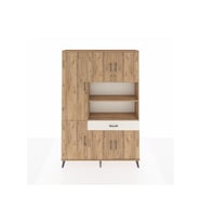 Arges Dolap 10 Raflı Tek Çekmeceli 6 Kapaklı 132x30x195 Çam-Çam/Aytaşı