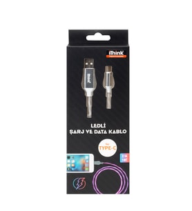 İTHİNK KABLO IŞIKLI TYPE-C K80C BEYAZ