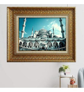 Gold Altın Kalın Çerçeveli Paspartulu Tablo vk944
