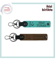 Anı Niteliğinde Unutulmaz Hediye – Ayyıldız ve Türkiye Kişisel Anahtarlık Seti, Koyu Turkuaz-Kahve (Çok Renkli)