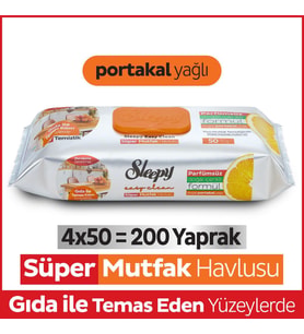 Sleepy Easy Clean Süper Yüzey Tem.Mutfak Havlusu Mendili Yağlı 4X50 200 Yaprak