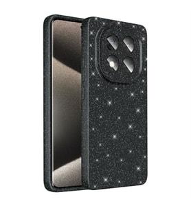 Coverzone Xiaomi Redmi Note 14 Pro Plus ile uyumlu Z-Jelly K?l?f Kamera Korumal? Simli I??lt?l? Renkli Parlak Silikon Kapak - Siyah