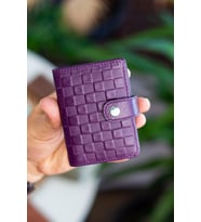 Garbalia Pekin Hakiki Deri Bol Kartlıklı Dıştan Patlı Unisex Kartlık Cüzdan Mürd