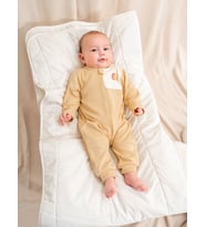 Nakışlı Erkek Patiksiz Organik Sertifikalı Bebe Tulumu 1-3/3-6/6-9/9-12AY (Bej)
