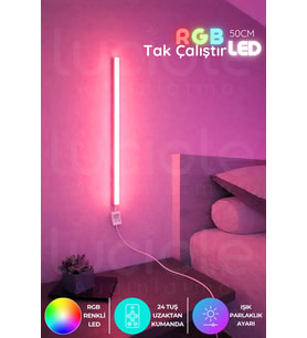 Şerit LED Uzaktan Kumandalı Led abajur - Yatak Üstü, Tv Yanı ,oturma Odası - Rgb Çok Renkli 50 cm