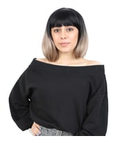 Kısa Küt Perçemli Fiber Sen Peruk / Siyah / Küllü Bebek Sarı Ombreli