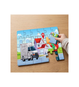 Kargo Taşıyan Kurye Adam Tasarımlı 24 Parça Ahşap Çocuk Puzzle MPK0333