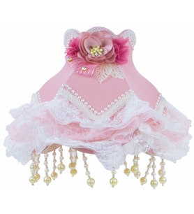 Kadife Kaplı El Yapımı Klasik Model Abajur Vintage Pembe (Pudra)