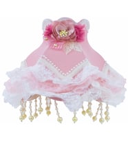 Kadife Kaplı El Yapımı Klasik Model Abajur Vintage Pembe (Pudra)