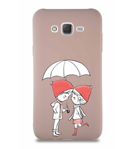 Samsung Galaxy J7 Core Soft Premier Kapak Aşk Tasarımlı Silikon Kılıf - Pudra (Şeffaf)