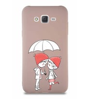 Samsung Galaxy J7 Core Soft Premier Kapak Aşk Tasarımlı Silikon Kılıf - Pudra (Şeffaf)