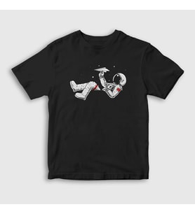 Presmono Unisex Çocuk Siyah Paper Plane Astronaut Space Astronot Uzay T-Shirt 283589tt